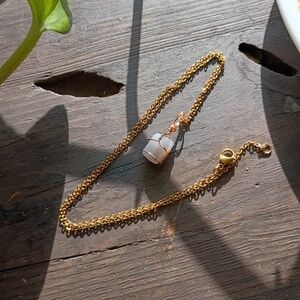 Gold Chain Bracelet with White Charm